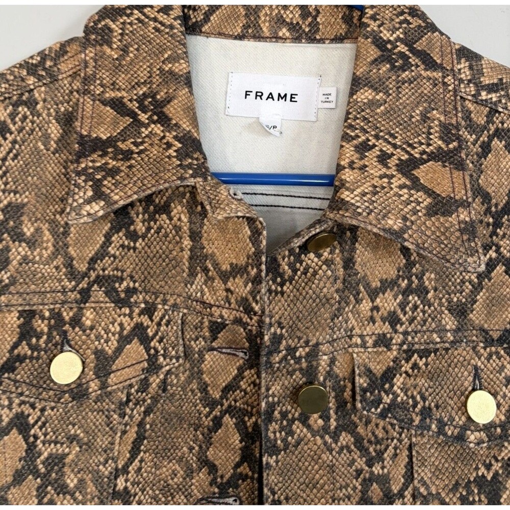 Frame FRAME Women’s Coated Python Button Jacket S… - image 2